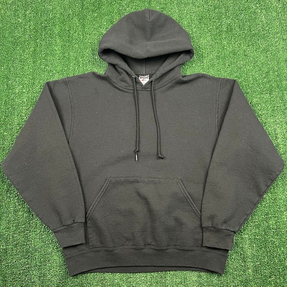 Jerzees Other - Vintage Jerzees Faded Black Blank Boxy Hoodie Men's Medium 50/50 Drawstring Y2K